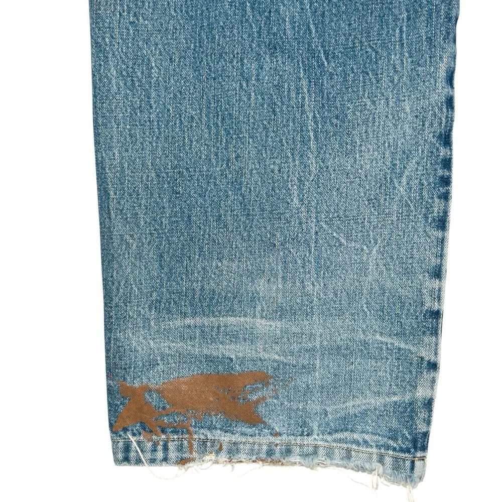Vintage Reverb Wide Leg‎ Baggy Jeans Mens 38x34 Paint Splatter Stains Distressed